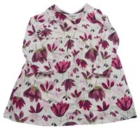 Smetanovo-ružové kvetované bavlnené šaty F&F