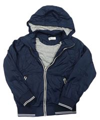 Tmavomodrá šušťáková jarná bunda s odopínacíá kapucňou H&M