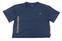 Tmavomodré športové crop tričko s nápisom Primark