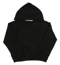 Čierna crop mikina s motýly a kapucňou Shein
