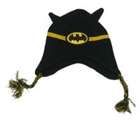 Černo-žlutá pletená podšitá ušanka s Batmanem