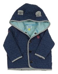 Tmavomodrý vzorovaný zateplený kabátek s kapucňou Ted Baker