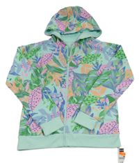 Nové - Mátovo-farebná kvetovaná prepínaci mikina s kapucňou Dunnes