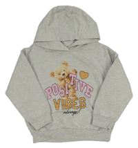 Šedá melírovaná mikina s medvídkem a kapucí Matalan