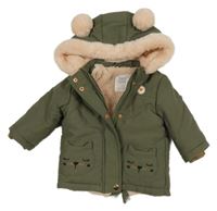 Khaki šusťáková zimní bunda s kapucí F&F