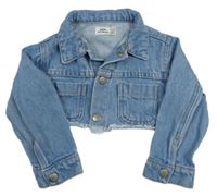 Modrá rifľová crop bunda Zen