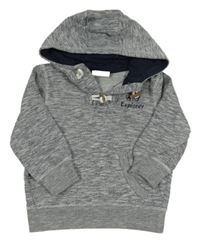 Tmavomodro-biela melírovaná mikina s nápisom a kapucňou Topolino