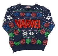 Tmavomodrý sveter s hrdinami Marvel