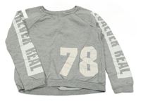 Sivá crop mikina s číslom a nápismi H&M