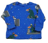 Kobaltově modrá fleecová mikina s dinosaurami M&S