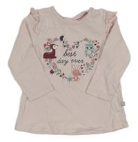 Světlerůžové triko se zvířátky a volánky Liegelind