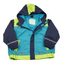 Tyrkysovo-tmavomodrá nepromokavá jarní bunda s kapucí X-mail