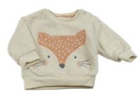 Smetanová chlupatá mikina s liškou George 