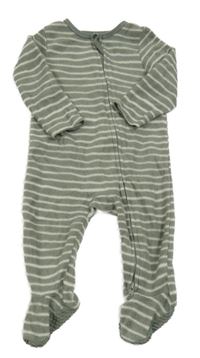 Šedo-bílý pruhovaný fleecový overal Tu