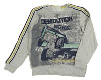 Sivá mikina s bágrom a prúžkami Kids