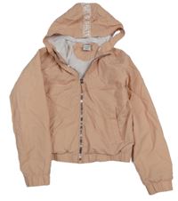 Svetloružová šušťáková crop jarná bunda s kapucňou Y.F.K.