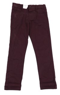 Nové - Vínové plátenné chino nohavice M&S