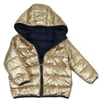 Zlatá šusťáková prošívaná zimní bunda s kapucí La Redoute