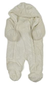 Bílá kožešinová zateplená kombinéza s hvězdičkami a kapucí George 