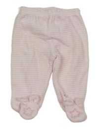 Světlerůžovo-bílé pruhované sametové polodupky 