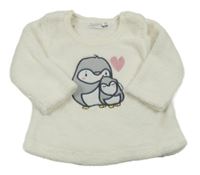 Smotanová chlpatá mikina s tučňáky Ergee