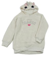 Bílá třpytivá plyšová mikinová tunika s nápisem a kapucí - jednorožec H&M