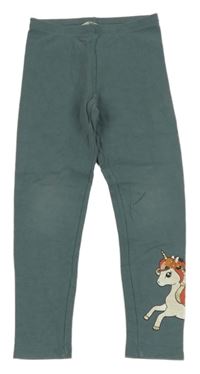 Zelenošedé legíny s jednorožcom C&A