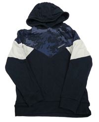 Tmavomodro-biela mikina s kapucňou Next