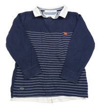 Tmavomodro-biela pruhovaná mikina so všitou košilí Jasper Conran