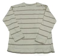 Bílo-hnědé pruhované triko Zara 