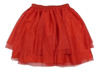 Červená třpytivá tylová slavnostní vrstvená sukně H&M