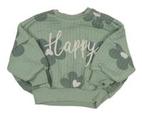 Zelenošedá prošívaná oversize mikina s kytičkami George 