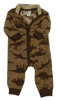 Béžový fleecový overal s dinosaury Carter's