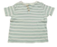 Světlezeleno-smotanové pruhované tričko s gombíky