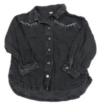 Šedá riflová košilová bunda se cvočky Tu