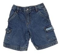 Modré rifľové cargo kraťasy