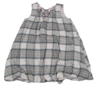 Sivo-svetloružové kockované šaty s volánikmi Mothercare