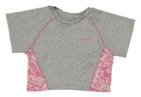 Šedo-růžové sportovní crop tričko Ergeenomixx 