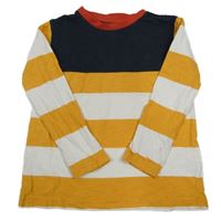 Okrovo-bielo-tmavomodré pruhované tričko Fat Face