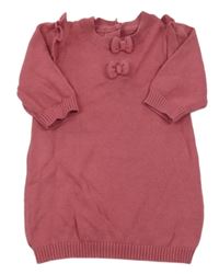 Růžové svetrové šaty s mašličkami M&S