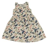 Smotanové bavlnené šaty s motýly H&M