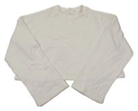 Biela crop mikina s rozšířenými rukávy H&M