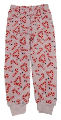 Světlerůžové plyšové pyžamové kalhoty s lízátky Primark 