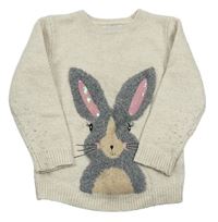 Svělebéžový melírovaný sveter so zajačikom s flitrami PRIMARK