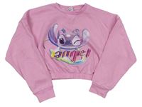Růžová oversize crop mikina s Angelou PRIMARK