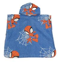 Modrá froté pončo osuška so Spider-manem a kapucňou George