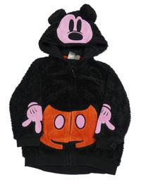 Čierna huňatá bunda s kapucí - Mickey H&M