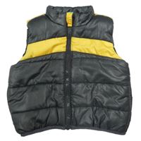 Tmavošedo/žlutá prešívaná šušťáková zateplená vesta zn. Mothercare