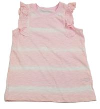 Ružovo-biely batikovaný melírovaný top s volánikmi St. Bernard