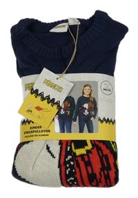 Nové - tmavomodrý pletený svetr se Snoopym PEANUTS